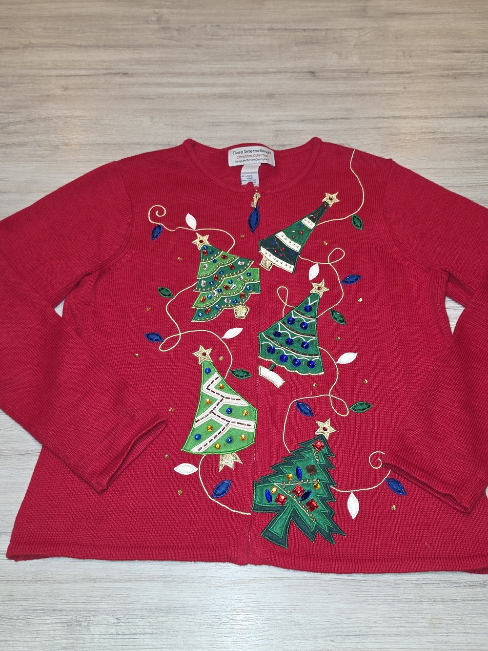 Tiara International Christmas Collection Sweater Red Women's Size Medium L5